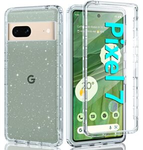 pujue for google pixel-7 phone case: sparkly clear pixel 7 silicone protective shockproof cell cover - clear cell cases with screen protector - full protection rubber phone cases