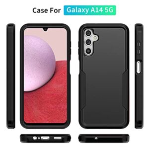 Warsia for Galaxy A14 5G Phone Case,Samsung Galaxy A14 5G Case with Screen Protector,Heavy-Duty Tough Rugged Shockproof Protective Phone Case for A14 5G, Black