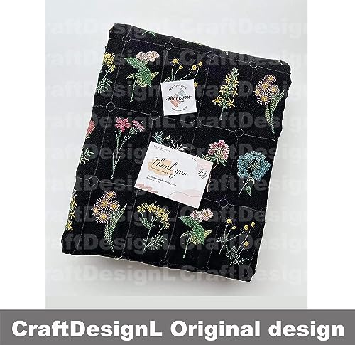 CraftDesignL Linen Daisy Embroiderd Cotton Fabric,Floral Embroidered Fabric,Daisy Fabric,Embroidered Fabric,Dress Fabric,Designer Fabric,Fabric by Yard (Black)