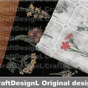 CraftDesignL Linen Daisy Embroiderd Cotton Fabric,Floral Embroidered Fabric,Daisy Fabric,Embroidered Fabric,Dress Fabric,Designer Fabric,Fabric by Yard (Black)