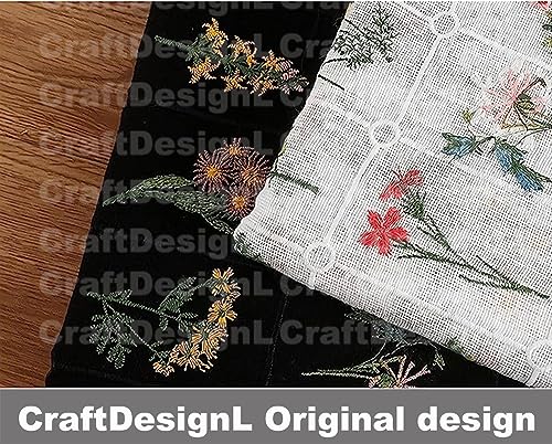 CraftDesignL Linen Daisy Embroiderd Cotton Fabric,Floral Embroidered Fabric,Daisy Fabric,Embroidered Fabric,Dress Fabric,Designer Fabric,Fabric by Yard (Black)