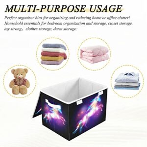 innewgogo Star Unicorn Storage Bins with Lids for Organizing Organizer Containers with Handles Oxford Cloth Storage Cube Box for Car