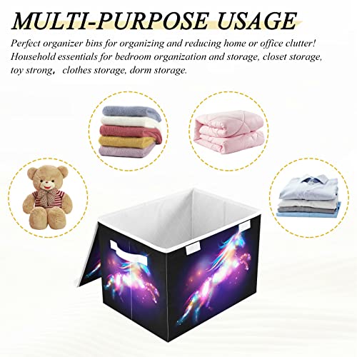 innewgogo Star Unicorn Storage Bins with Lids for Organizing Organizer Containers with Handles Oxford Cloth Storage Cube Box for Car