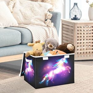 innewgogo Star Unicorn Storage Bins with Lids for Organizing Organizer Containers with Handles Oxford Cloth Storage Cube Box for Car