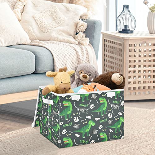 innewgogo Dinosaur Storage Bins with Lids for Organizing Collapsible Storage Boxes with Handles Oxford Cloth Storage Cube Box for Bed Room