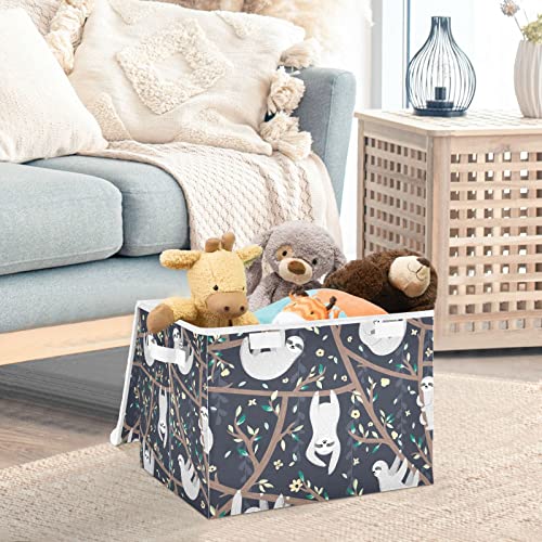 innewgogo Sloths Storage Bins with Lids for Organizing Foldable Storage Box With Lid with Handles Oxford Cloth Storage Cube Box for Pets Toys