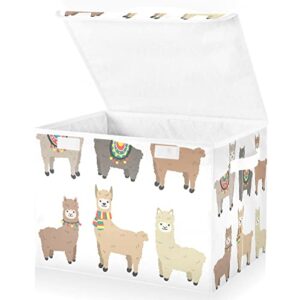 innewgogo Llamas Storage Bins with Lids for Organizing Collapsible Storage Boxes with Handles Oxford Cloth Storage Cube Box for Toys