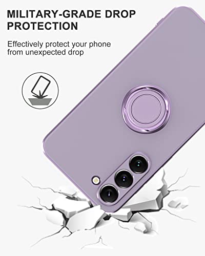 DREOLA Samsung Galaxy S23 Case with Ring Stand [360° Rotatable Ring Holder Magnetic Kickstand] [Soft Microfiber Lining] Slim TPU Shockproof Protective Phone Cases for Samsung Galaxy S23 Purple