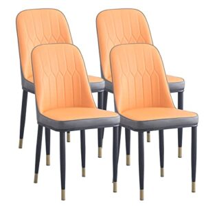 gnixuu dining chairs set of 4, leather dining chair modern upholstered kitchen side chair with pu cushion and metal legs for dining living room restaurant(orange)