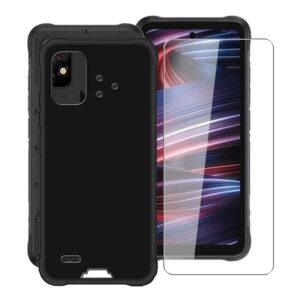 hgjtf phone case for umidigi bison 2 pro (6.5") with 1 x tempered glass screen protector, black soft silicone anti-drop cover flexible tpu bumper protective case for umidigi bison 2 pro - black