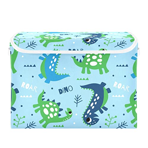 innewgogo Cute Dinosaur Storage Bins with Lids for Organizing Storage Bin with Handles Oxford Cloth Storage Cube Box for Toys