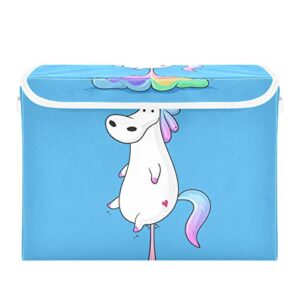 innewgogo unicorn storage bins with lids for organizing organizer containers with handles oxford cloth storage cube box for cat toys