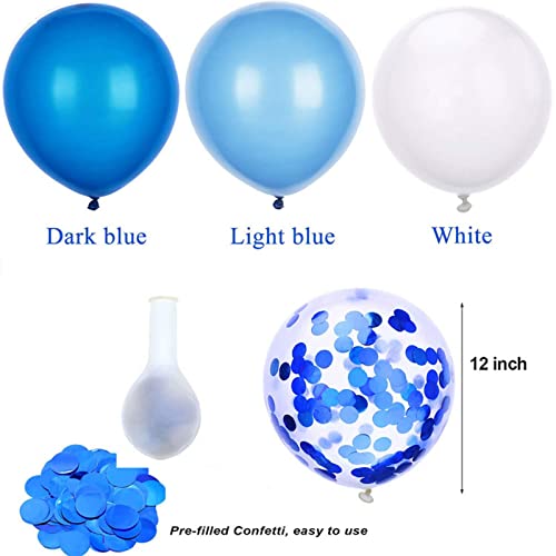 Blue Balloons set - 60 Pcs Latex Balloons, Used as Birthday Balloons Gender Reveal Party Wedding Party Decoration Halloween or Christmas, Support Helium or Air Use (Blue,12 Inch)