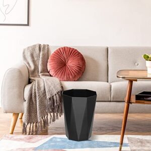 Amyhill 6 Pieces 10 Liter Bathroom Plastic Garbage Can Diamond Shape Trash Can Wastebasket Rubbish Trash Bin Garbage Can for Bedroom Waste Basket for Kitchen Office Organizer (Black, White)