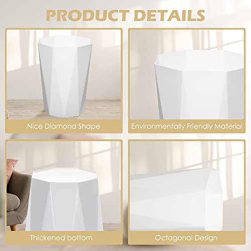 Amyhill 6 Pieces 10 Liter Bathroom Plastic Garbage Can Diamond Shape Trash Can Wastebasket Rubbish Trash Bin Garbage Can for Bedroom Waste Basket for Kitchen Office Organizer (Black, White)