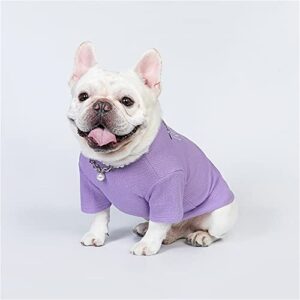 Pet Dog Clothes Puppy Sweater Purple Soft T-Shirt Spring and Autumn Sweatshirts Cat Lapel Collar Pullover (L,Purple)