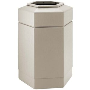 zedfire swg, big trash can, 30 gallon hexagonal waste container with open top, outdoor trash can for patio, garbage can, recycle bin, exterior trash can, (n. 04)