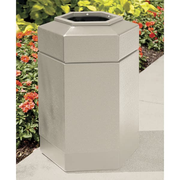 Zedfire SWG, Big Trash Can, 30 Gallon Hexagonal Waste Container with Open Top, Outdoor Trash Can for Patio, Garbage Can, Recycle Bin, Exterior Trash Can, (N. 04)