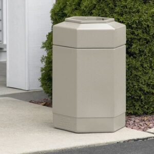 Zedfire SWG, Big Trash Can, 30 Gallon Hexagonal Waste Container with Open Top, Outdoor Trash Can for Patio, Garbage Can, Recycle Bin, Exterior Trash Can, (N. 04)