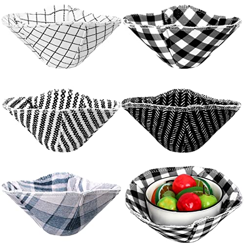 Microwave Bowl Holders Set of 5, Microwave Safe Hot Bowl Holder Multipurpose Heat Resistant Fruit Geometric Pattern Bowl Pot Holder Polyester Sponge Bowl Pads Plate Dish Pads for Soup Bowl (Geometric)