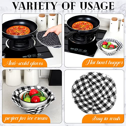 Microwave Bowl Holders Set of 5, Microwave Safe Hot Bowl Holder Multipurpose Heat Resistant Fruit Geometric Pattern Bowl Pot Holder Polyester Sponge Bowl Pads Plate Dish Pads for Soup Bowl (Geometric)