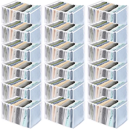 18 Pcs Drawer Organizers for Clothing Wardrobe Clothes Organizer Divider Foldable Mesh Closet Organizers and Storage for T-shirt, Jeans, Pants, Sock, Underwear, Bra (9 Grids, big)