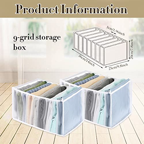 18 Pcs Drawer Organizers for Clothing Wardrobe Clothes Organizer Divider Foldable Mesh Closet Organizers and Storage for T-shirt, Jeans, Pants, Sock, Underwear, Bra (9 Grids, big)