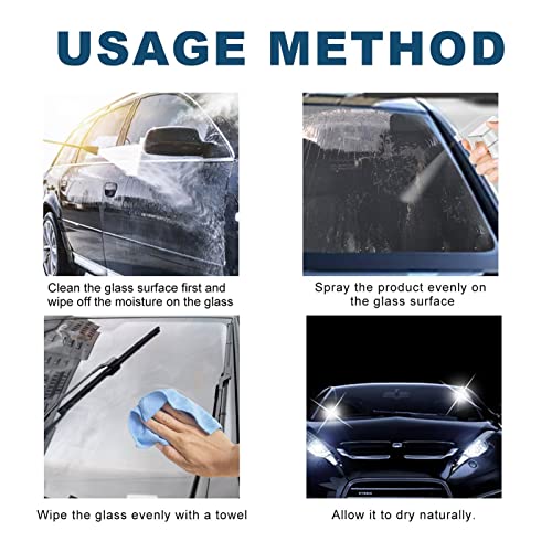 60ML Anti Fog Spray, Auto Windshield Cleaning Agent, Film Coating Agent for Automotive Interior Glass and Mirrors, Anti Fog Agent for Car Glasses to Prevent Fogging and Improve Driving Visibility