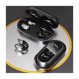 peticehi wireless ear clip bone conduction headphones with digital display, open ear headphones wireless bluetooth for running sports (black)