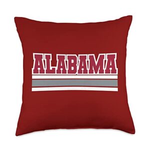 tuscaloosa alabama local bold stripes red/grey alabama old-school traditional throw pillow, 18x18, multicolor