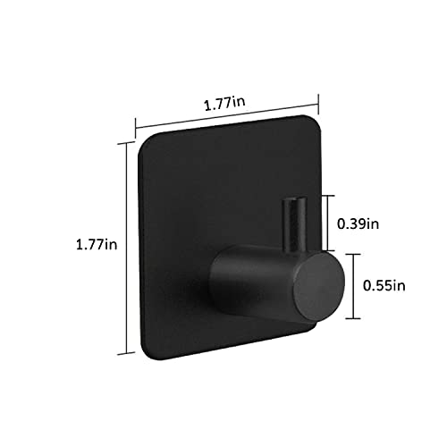 MESTPURER Heavy Duty Stick on Adhesive Wall Hooks for Hanging Towels, Waterproof Stainless Steel Sticky Hooks for Bathroom Shower Kitchen Bathroom Home Door, 4 Packs Black (Black)