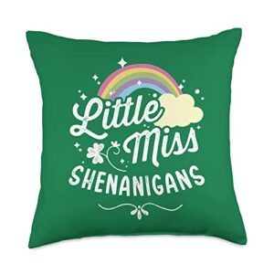 st patricks day for girls store little miss shenanigans for girls and women st patricks day throw pillow, 18x18, multicolor