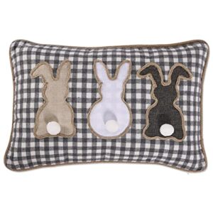 pillow perfect indoor triple bunny check lumbar pillow, gray