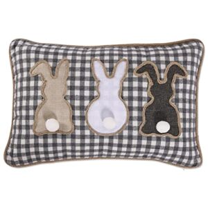 Pillow Perfect Indoor Triple Bunny Check Lumbar Pillow, Gray