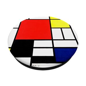 Mondrian Composition with Red, Yellow, Blue, and Black PopSockets Swappable PopGrip