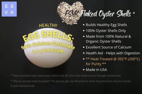 ESVK Chicken and Bird Feed Calcium Supplement | for Healthy Eggs Natural Flaked Oyster Shell - 8 Pounds (Pack of 1) | Made in USA