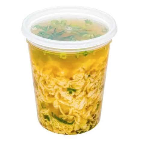 GOGO kCat 32oz Heavy Duty Microwaveable Leak Proof Deli Food Soup Containers Combo with Lids 20pk +Free 5 sauce cups