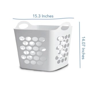 SEDLAV Plastic Laundry Basket, White, Flexible Hamper, Ideal for Laundry Room, Organizer, Storage, Closet, Dorm, Easy-to-Carry Handles, Easy Lift Comfort