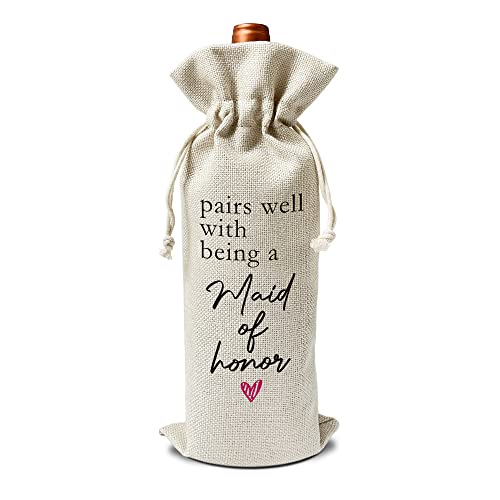 Pairs well with Maid of Honor Wine Gift Bags - Gift for Bridesmaid Proposal, Bridesmaid Duties, Bridesmaid Gift - Reusable Burlap With Drawstring Gift Bag (5.5"x 13.5")-1 Pcs/jiu017