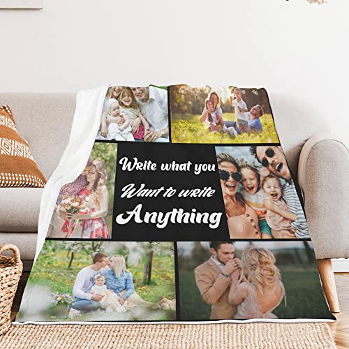 Custom Blankets with Photos Custom Blanket Family Picture Upload Personalized Blanket Adults Customize Blanket Birthday Customizable for Couples Dad Mom Nana Kids Dogs Friend Personalized Gifts