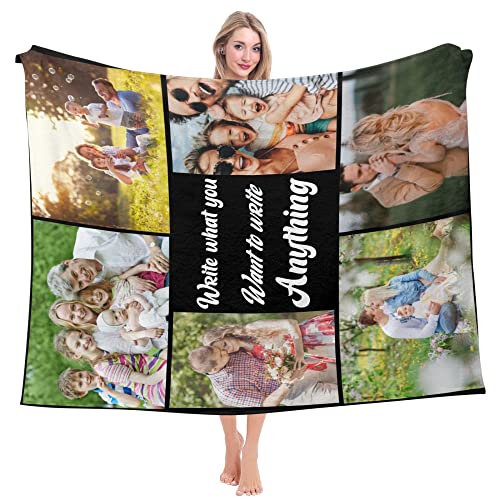 Custom Blankets with Photos Custom Blanket Family Picture Upload Personalized Blanket Adults Customize Blanket Birthday Customizable for Couples Dad Mom Nana Kids Dogs Friend Personalized Gifts