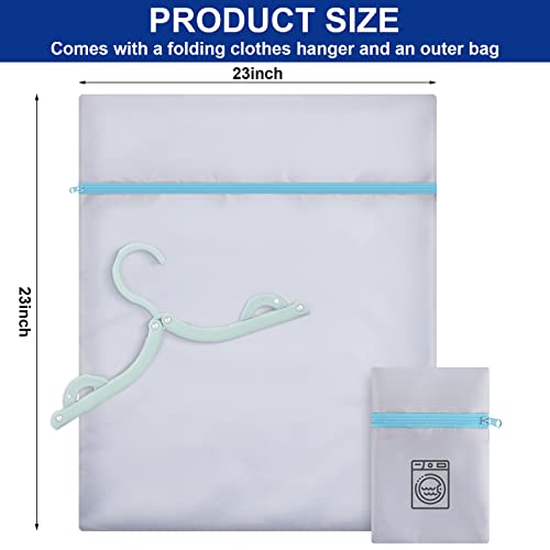 4 Set Travel Laundry Bags Dirty Clothes Bag for Traveling Hanging Laundry Hamper with Zipper, Folding Hanger and Outer Bag, Collapsible and Washable, Separate Laundry from Clean Clothes