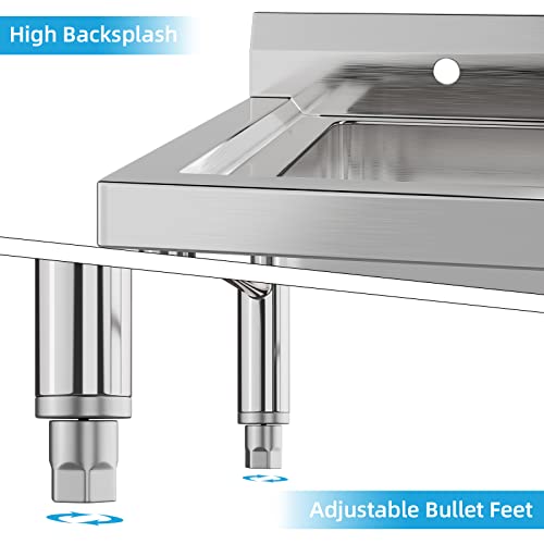 RIEDHOFF Stainless Steel Utility Sink with 2 Compartments, [Wide Compartment] Commercial Kitchen Sink for Laundry, Backyard, Garage, Restaurant, Outdoor -Bowl 16" L x 14" W x 9" H