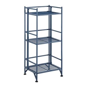 convenience concepts xtra storage 3 tier folding metal shelf, cobalt blue