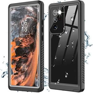 pakuya for samsung galaxy note 20 ultra case waterproof, built in screen protector, full-body protection heavy duty shock-proof cover waterproof case for galaxy note 20 ultra 6.9'' 5g(black/clear)