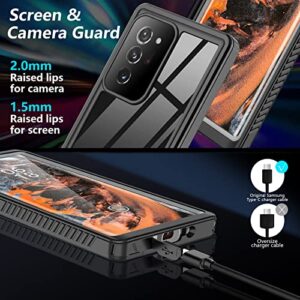 PAKUYA for Samsung Galaxy Note 20 Ultra Case Waterproof, Built in Screen Protector, Full-Body Protection Heavy Duty Shock-Proof Cover Waterproof Case for Galaxy Note 20 Ultra 6.9'' 5G(Black/Clear)