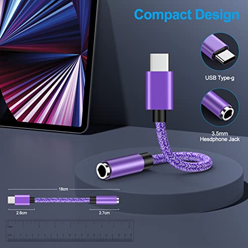 USB C to 3.5mm Audio Adapter Android Samsung Headphone Adapter USB C to Aux Audio Dongle Cable Cord for Samsung Galaxy S23 Ultra S22 S21 S20 FE S10 S9 S8 A54 A14 A53 A23 A13 A03S A02S A12 A32 A50 A71