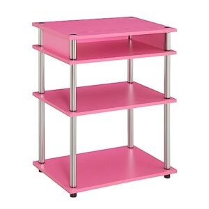 convenience concepts designs2go tools shelves 23.75"-contemporary modern storage printer stand for office organization, pink/chrome