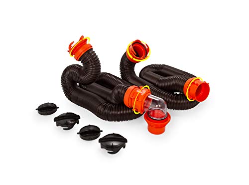 Camco 20' (39742) RhinoFLEX 20-Foot RV Sewer Hose Kit, Black, Brown & Heavy-Duty Leveling Blocks | Compatible with Single Wheels, Double Wheels, Hydraulic Jacks, Tongue Jacks | Yellow | 10-pack
