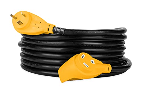 Camco PowerGrip RV Extension Cord | Features Power Grip Handles and an Extremely Flexible Design | 30-Amp, 10-Gauge, 25 Feet (55191) & Heavy-Duty Leveling Blocks | Yellow | 10-Pack (44510)